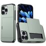 Mobigear Card iPhone 16 Pro Max Hülle Hardcase Backcover Stoßfest mit Kartenhalter - Grün