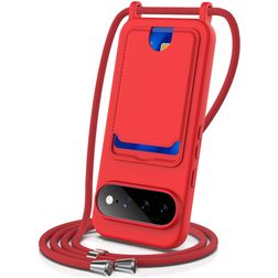 Mobigear Lanyard Card Google Pixel 11 Pro XL Silikon Handykette mit Kartenhalter - Rot