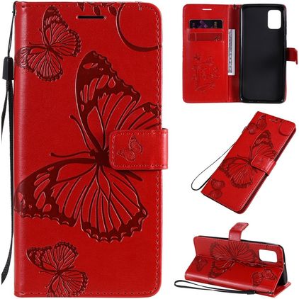 Mobigear Butterfly Samsung Galaxy A31 Hülle Klapphülle Geldbörse - Rot