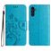 Mobigear Flowers Samsung Galaxy A36 Hülle Klapphülle Geldbörse - Blau