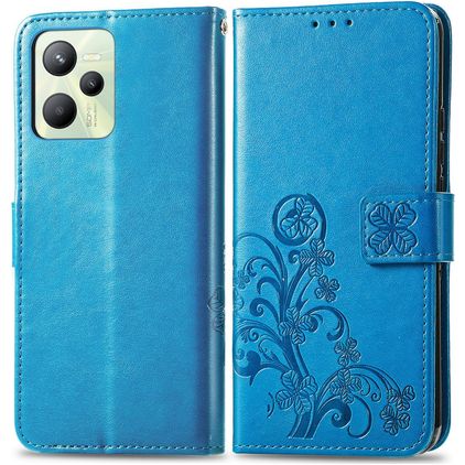 Mobigear Clover Realme C35 Hülle Klapphülle Geldbörse - Blau