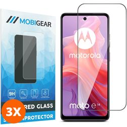 Mobigear Premium Motorola Moto E14 Panzerglas Gehärtetes Glas Displayschutz - Hüllenfreundlich - Schwarz (3er Pack)