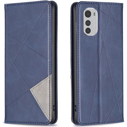 Mobigear Rhombus Slim Motorola Moto E32 Hülle Klapphülle - Blau