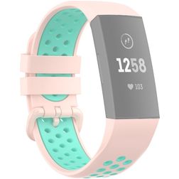Mobigear Sport Plus Buckle Silikon Fitbit Charge 3 Armband Dornschließe - Pink / Türkis