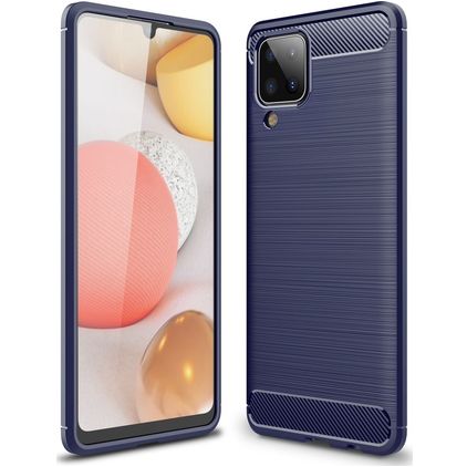 Mobigear Brushed Slim Samsung Galaxy A12 Hülle Flexibles TPU Backcover - Blau