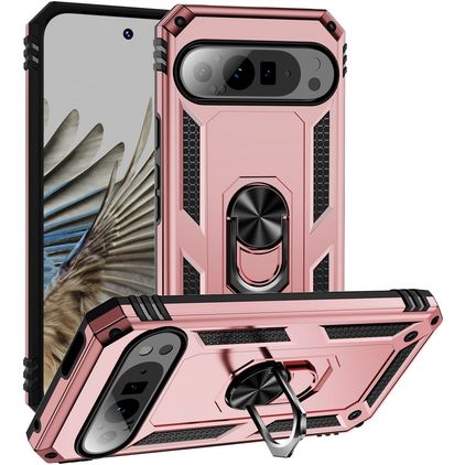 Mobigear Armor Ring Google Pixel 9 Pro XL Hülle Hardcase Backcover Stoßfest mit Ringhalter - Roségold