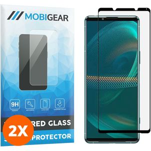 Mobigear Premium Sony Xperia 5 III Panzerglas Displayschutz - Hüllenfreundlich - Schwarz (2er Pack)