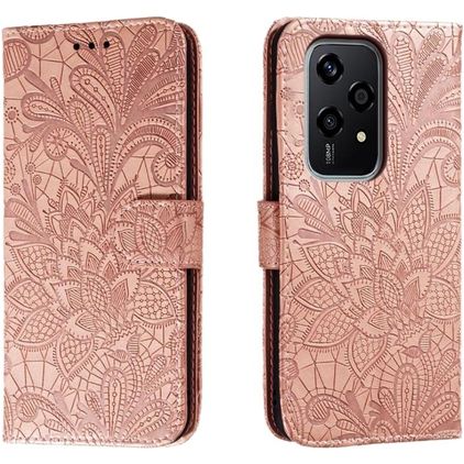 Mobigear Flowers HONOR 200 Lite Hülle Klapphülle Geldbörse - Roségold