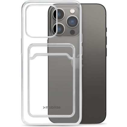 Mobilize Gelly Card Durchsichtig iPhone 13 Pro Hülle Flexibles TPU Backcover mit Kartenhalter - Transparent