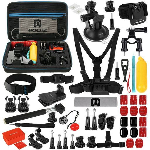 Puluz GoPro Mount Zubehör Starter Pack 53 Teile + Tasche Schwarz
