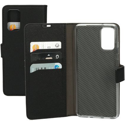 Mobiparts Saffiano Wallet Samsung Galaxy S20 Plus Hülle Klapphülle Geldbörse - Schwarz