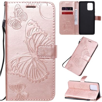 Mobigear Butterfly Samsung Galaxy S10 Lite Klapphülle Portemonnaie - Roségold