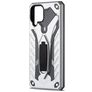 Mobigear Armor Stand Samsung Galaxy A12 Hülle Hardcase Backcover Stoßfest mit Ständer - Silber