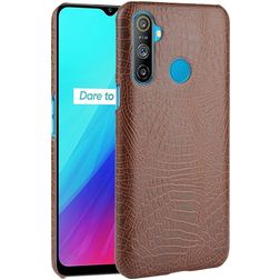 Mobigear Croco Realme C3 Hülle Hardcase Backcover - Braun