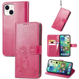 Mobigear Clover iPhone 15 Hülle Klapphülle Geldbörse - Magenta