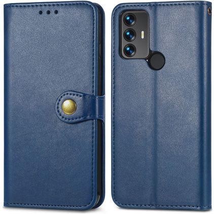 Mobigear Snap Button TCL 30 SE Hülle Klapphülle Geldbörse - Blau