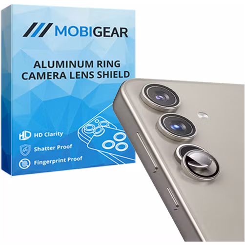 Mobigear Single Samsung Galaxy S24 Panzerglas Gehärtetes Glas Kameralinsen Schutz - Hüllenfreundlich - Grau
