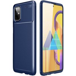 Mobigear Racing Samsung Galaxy M51 Hülle Flexibles TPU Backcover - Blau