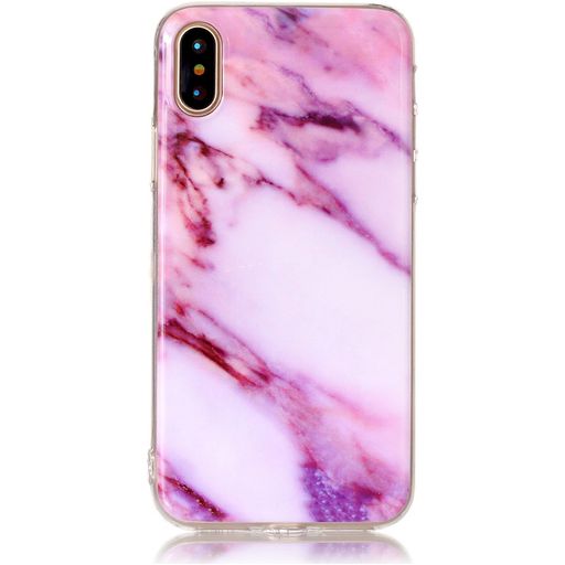 Mobigear Marble iPhone XS Hülle Flexibles TPU Backcover - Pink