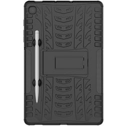 Mobigear Tire Samsung Galaxy Tab S6 Lite Stoßfeste Hardcase Hülle + Stifthalter + Ständer - Schwarz