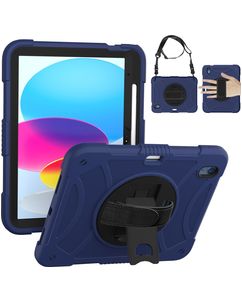 Mobigear SureGrip iPad 11 (2025) Hülle Kunststoff,Silikon Backcover + Stifthalter + Schulterträger + Ständer - Schwarz / Blau