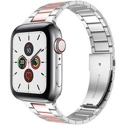 Mobigear Lissabon Edelstahl Apple Watch Armband Faltschließe - 49/46/45/44 mm - Pink / Silber