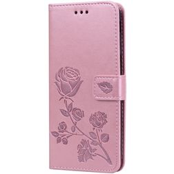 Mobigear Roses Samsung Galaxy J6 Plus Hülle Klapphülle Geldbörse - Roségold