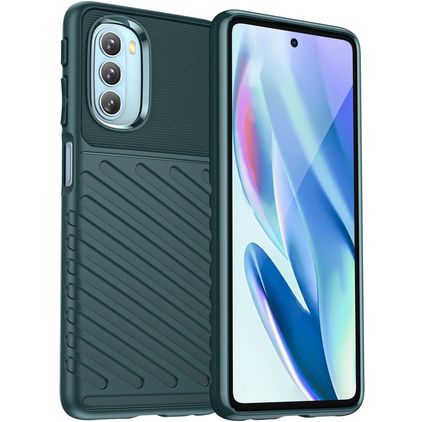 Mobigear Groove Motorola Moto G51 5G Hülle Flexibles TPU Backcover - Grün