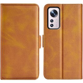 Mobigear Slim Magnet Xiaomi 12 Pro Hülle Klapphülle Geldbörse - Cognac