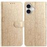 Mobigear Flowers iPhone 17 Hülle Klapphülle Geldbörse - Gold