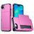 Mobigear Card iPhone 16e Hülle Hardcase Backcover Stoßfest mit Kartenhalter - Magenta