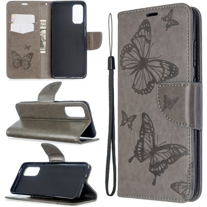 Mobigear Butterfly Samsung Galaxy S20 Hülle Klapphülle Geldbörse - Grau