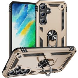 Mobigear Armor ring Samsung Galaxy S24 FE Hülle Hardcase Backcover Stoßfest mit Ringhalter - Gold