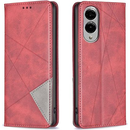 Mobigear Rhombus Slim Samsung Galaxy S25 Edge Hülle Klapphülle - Rot