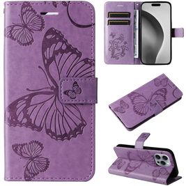 Mobigear Butterfly iPhone 16 Pro Max Hülle Klapphülle Geldbörse - Lila