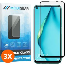 Mobigear Premium Huawei P40 Lite Panzerglas Gehärtetes Glas Displayschutz - Hüllenfreundlich - Schwarz (3er Pack)