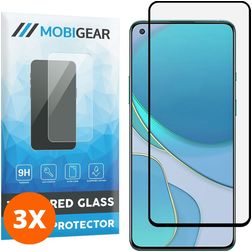 Mobigear Premium OnePlus 8T Panzerglas Gehärtetes Glas Displayschutz - Hüllenfreundlich - Schwarz (3er Pack)