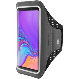 Mobiparts Comfort Fit Handyhalterung Joggen Samsung Galaxy A9 (2018) Sporthülle Neopren Sportarmband - Schwarz