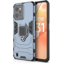 Mobigear Armor Ring Realme C31 Hülle Hardcase Backcover Stoßfest mit Ringhalter - Blau