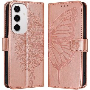 Mobigear Butterfly Samsung Galaxy S24 FE Hülle Klapphülle Geldbörse - Roségold