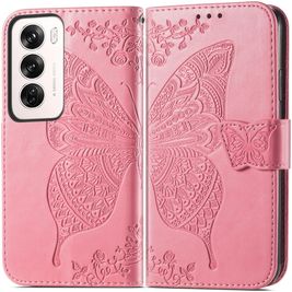Mobigear Butterfly OPPO Reno 12 Pro Hülle Klapphülle Geldbörse - Pink