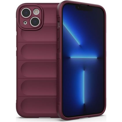 Mobigear Bumpy iPhone 14 Plus Hülle Flexibles TPU Backcover - Weinrot
