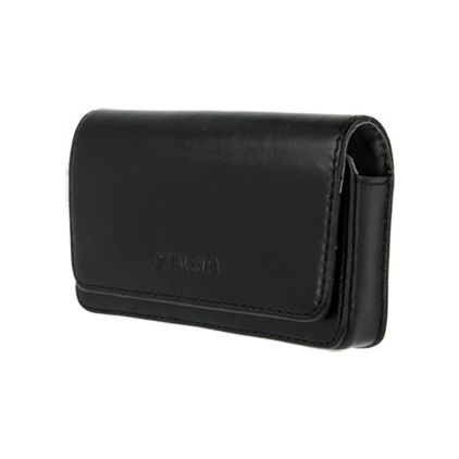 Valenta Arezzo Echtes Leder Gürteltasche (max 12,5 cm x 6 cm) - Gürtelclip - Holster - Schwarz