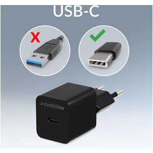 Mobilize Single USB-C Ladegerät Power Delivery 20W - Schwarz