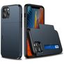 Mobigear Card iPhone 12 Pro Hülle Hardcase Backcover Stoßfest mit Kartenhalter - Dunkelblau