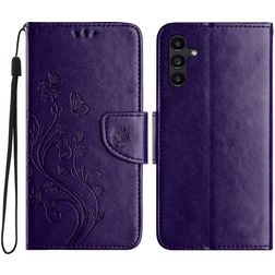Mobigear Flowers Samsung Galaxy A36 Hülle Klapphülle Geldbörse - Lila