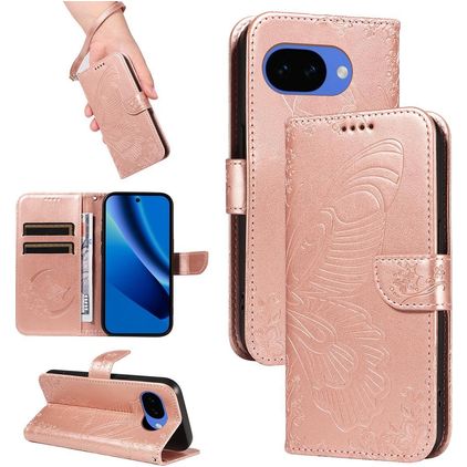 Mobigear Butterfly Google Pixel 10a Hülle Klapphülle Geldbörse - Roségold