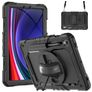 Xccess Survivor All-round Samsung Galaxy Tab S10 FE Plus Hülle Kunststoff,Silikon Backcover + Schulterträger + Ständer - Schwarz