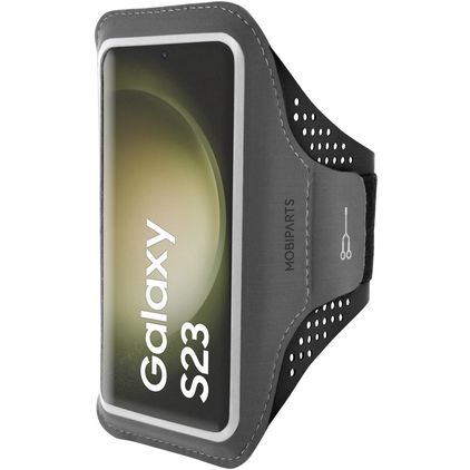 Mobiparts Comfort Fit Handyhalterung Joggen Samsung Galaxy S23 Sporthülle Neopren Sportarmband - Schwarz