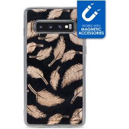 My Style Magneta Samsung Galaxy S10 TPU (flexibel) Backcover - Golden Feathers